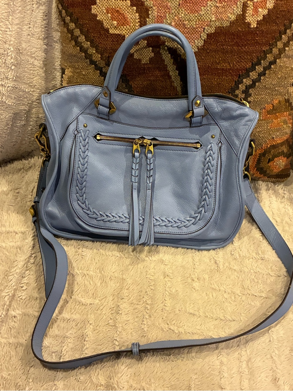 OrYany Light Blue Sarah Leather Satchel - Picture 2 of 7